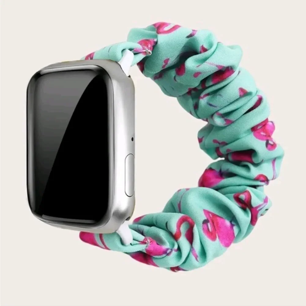 Flamingo Pattern Scrunchie Apple Watch Band - Picture 5 of 7